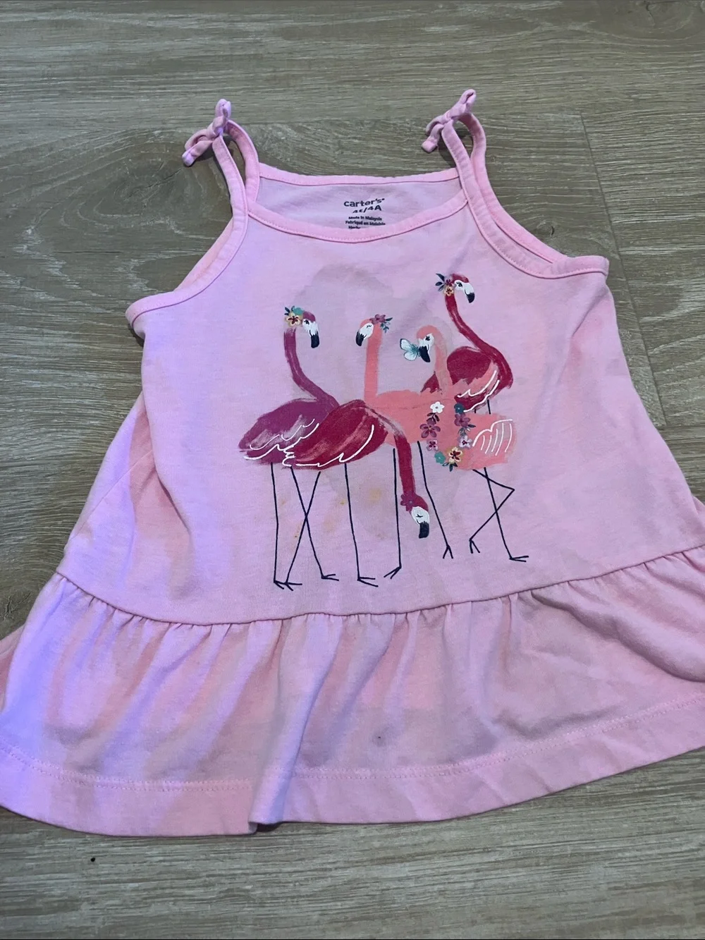 Carter's Light Pink Flamingo Ruffle Tank Top for Kids